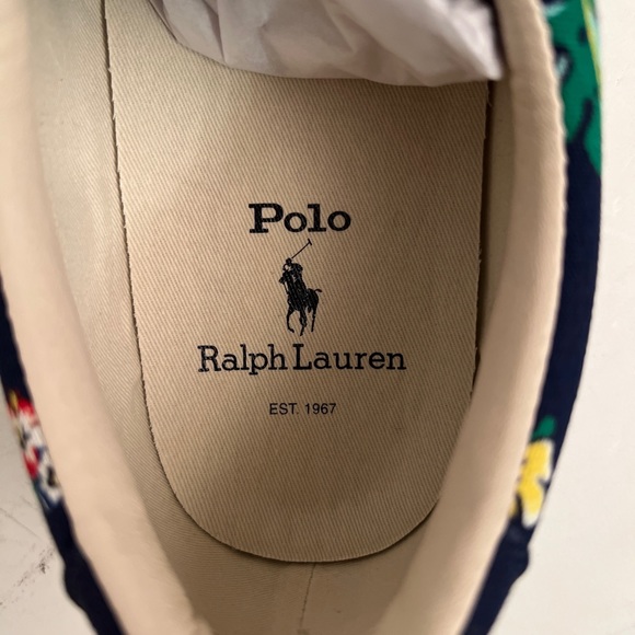 NIB Polo Ralph Lauren Blue Floral Thornton Canvas Casual Sneakers, 10D - Picture 9 of 10